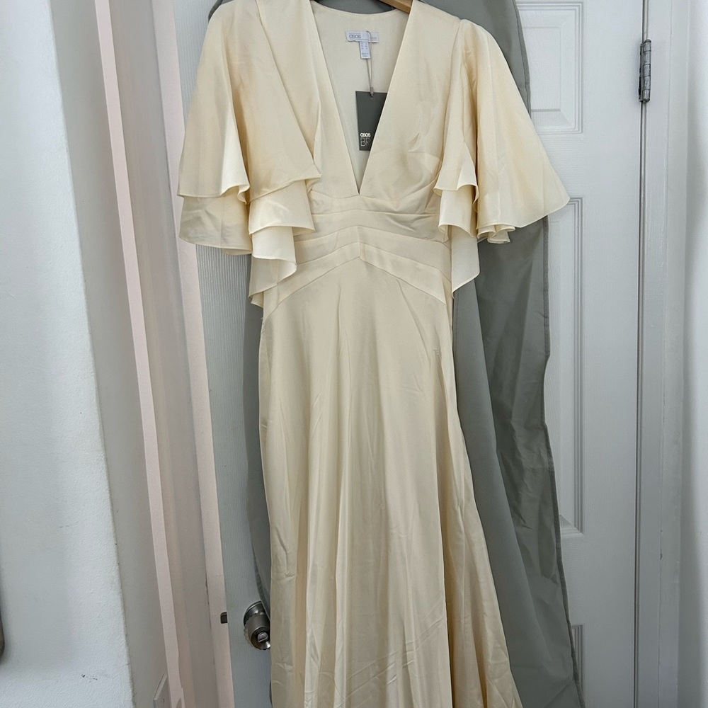 ASOS Wedding Dress - Off-White Satin, Retro Hollywood Glamour NWT Size 4